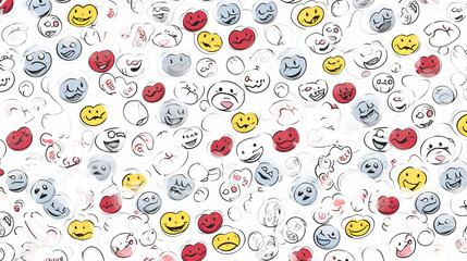 Emoticons conceptual art vector image,Sketch emoticons seamless pattern vector image.