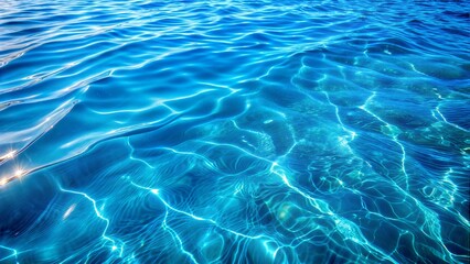 A sparkling blue pool surface with gentle ripples reflecting the summer sun