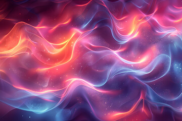 Colorful Background with abstract neon lights in vibrant colors like pink, blue, and purple, creating a futuristic and energetic vibe with glowing.