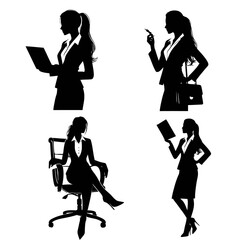 Businesswomen with suit silhouette set