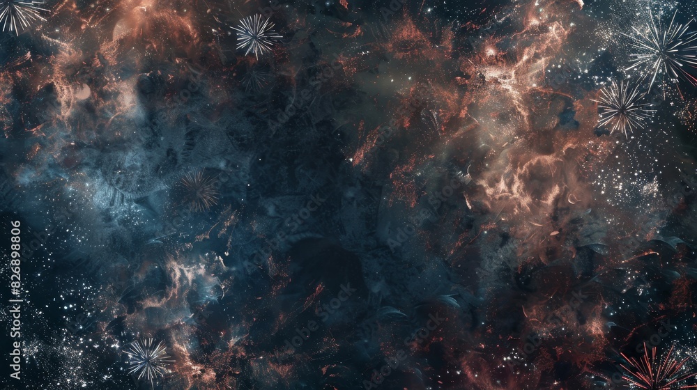 Poster cosmic fireworks in a nebula setting - a mesmerizing display of cosmic fireworks depicting a nebula 