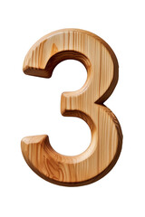 Fototapeta premium Number 3. made from wood isolated on white background with clipping path