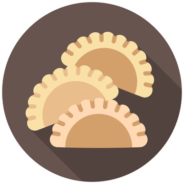recommend clip art: Empanada rounded multi color icon, related to street food theme. use for modern concept, web and app development