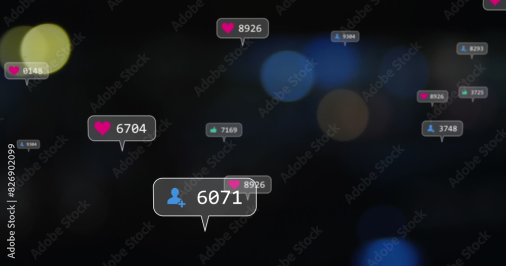 Poster image of notification icons with changing numbers over lens flare