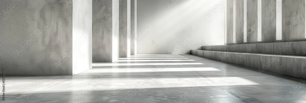 Aufkleber minimalist white architectural interior design - a minimalist architectural scene with strong lighti