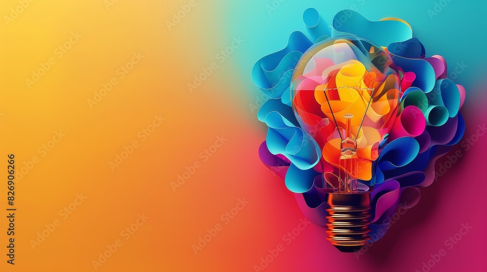Poster abstract colorful light bulb concept art - a vivid and abstract composition featuring a light bulb s