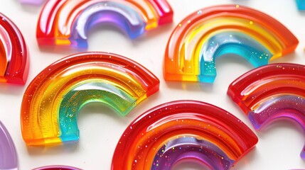 Obraz premium Small Vibrant Polyresin Rainbow Cabochon Crafting Materials