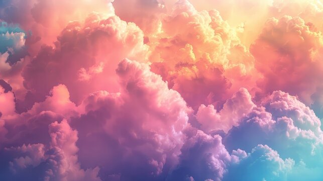 Vibrant Clouds Background with Rainbow Colors