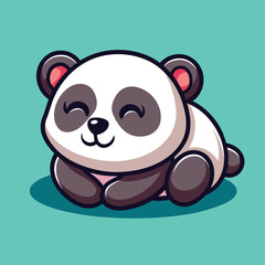 Cute panda sleeping cartoon vector icon illustration