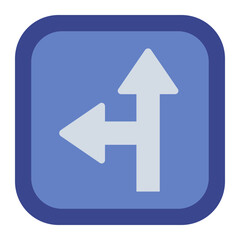 Go Straight or Left Traffic Sign Icon