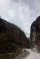 Hills and mountains with communities living high up on slopes, Bagmati, Nepal