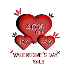 40% off, forty percent off the red heart. Valentine's Day Sale