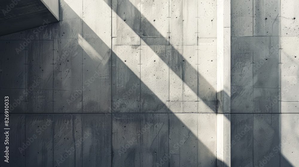 Poster concrete wall with shadows and light - this image features a textured concrete wall with geometric s