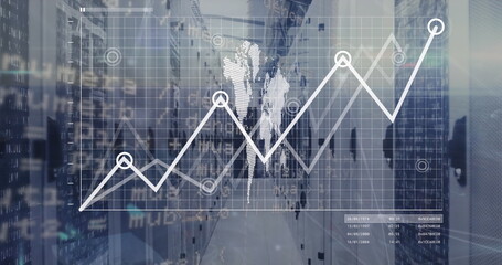 Image of world map and data processing over computer servers