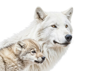 Obraz premium Arctic Wolf Mother and Pup