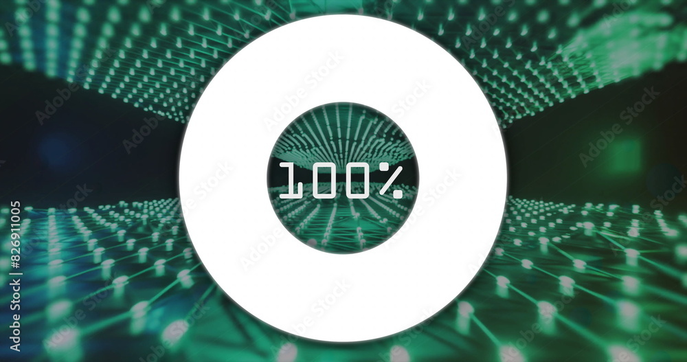 Poster Image of countdown from 0 to 100 in loading circles over illuminated grid pattern