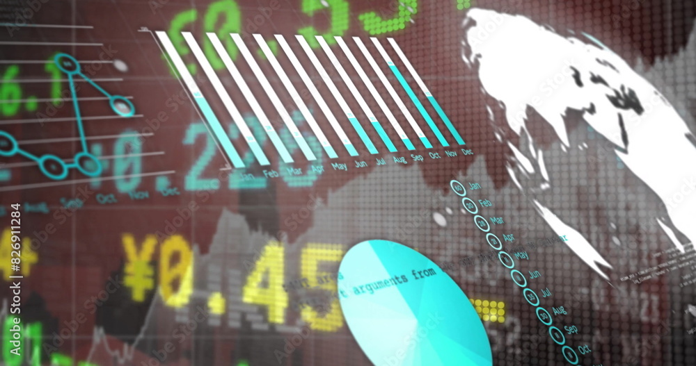 Poster image of data processing and world map over grid