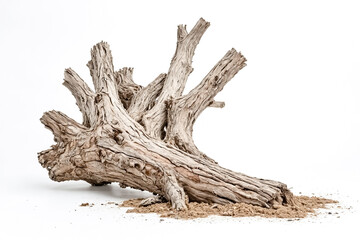 Weathered Driftwood on White Background