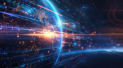 Fototapeta premium Concept general virtual money, banner Abstract business crypto technology. Metaverse digital world planet cyber Earth