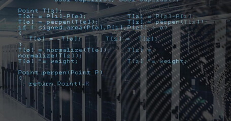 Image of coding data processing over computer server room