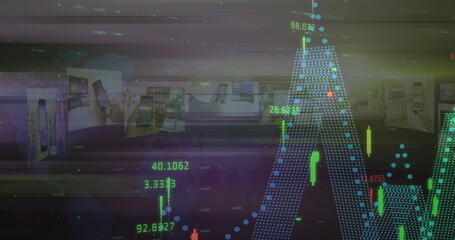 Image of financial data processing over screens
