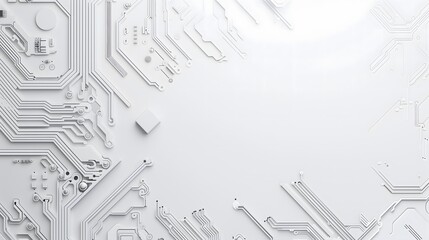 Abstract Background - Abstract white circuit board with intricate lines and components, symbolizing modern technology