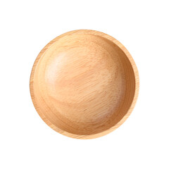 Natural round wooden bowl, Kitchen utensil, Top view