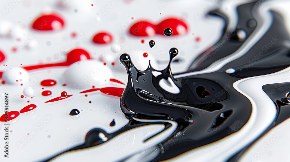 Poster red and white paint splash abstract - dynamic splash of red and white paint creating an abstract and