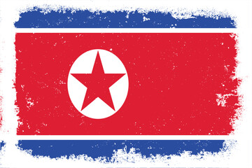 Vintage flat design grunge North Korea flag background