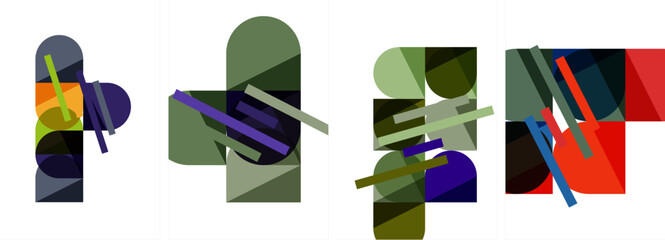 Square and round shape geometric poster set for wallpaper, business card, cover, poster, banner, brochure, header, website