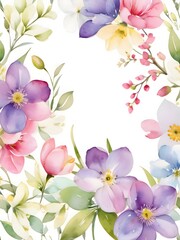Obraz premium Watercolor Spring Flower Background Border Art
