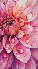 Dreamy Dahlia Bloom Glistening in Soft Morning Light