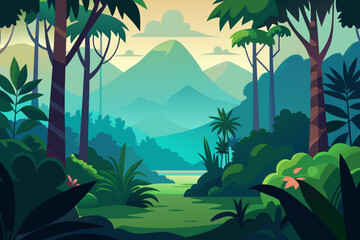 Tropical rainforest safari jungle background  © Sumondesigner_42