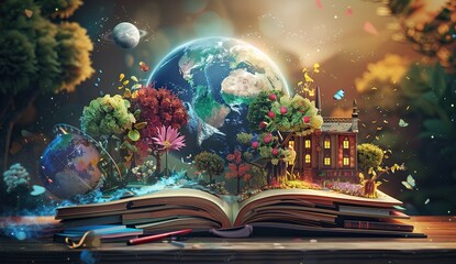 Naklejka premium Unlocking Fantastical Worlds Through Books: The Power of Education and Creativity.