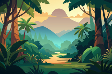 Tropical rainforest safari jungle background 