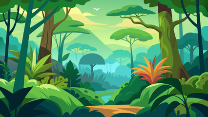 Tropical rainforest safari jungle background  © Sumondesigner_42