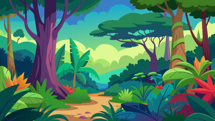 Tropical rainforest safari jungle background 