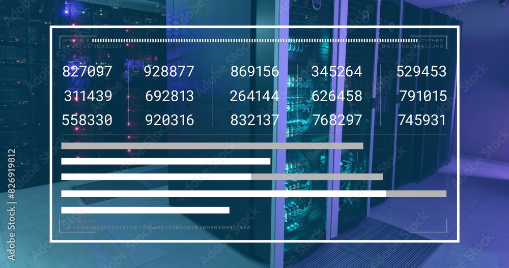 Poster image of numbers on screen over data server racks