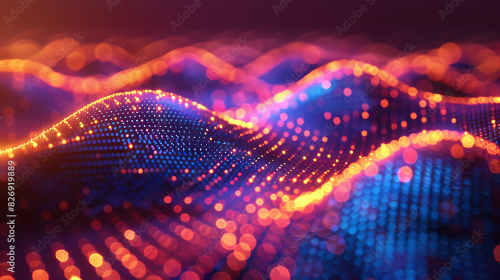 Poster a vibrant digital grid with flowing data streams, representing the evolution into the next generatio