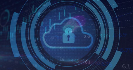 The image begins with a digital cloud with a padlock in a processing circle on a black background