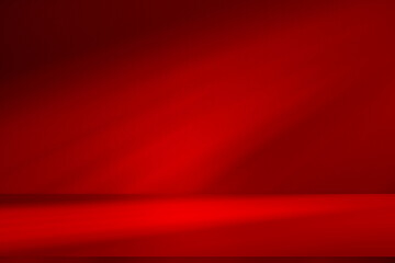 Wall interior background, studio and backdrops show products.with shadow from window color red...