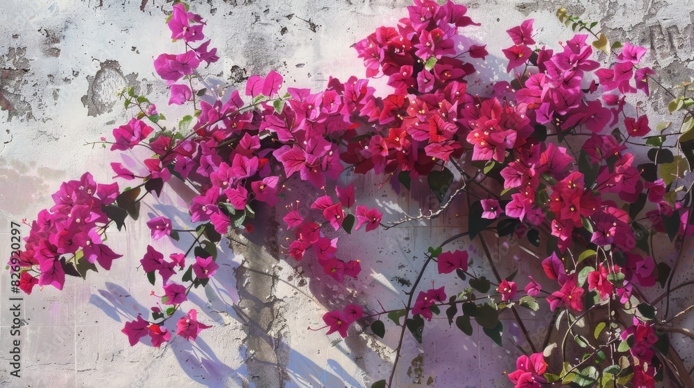 Wall mural Beauty can be glimpsed in the bougainvillea flowers partial blooming and absence of true hues - Wall murals