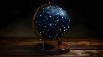 A weathered globe with constellations depicted as glowing constellations. As you touch a specific constellation, the globe opens to reveal a detailed map of that region of space.