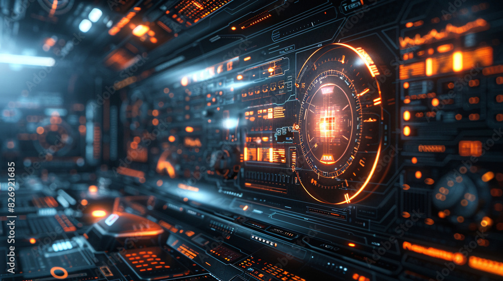Poster a futuristic interface with augmented reality elements, representing next-generation technology, wit