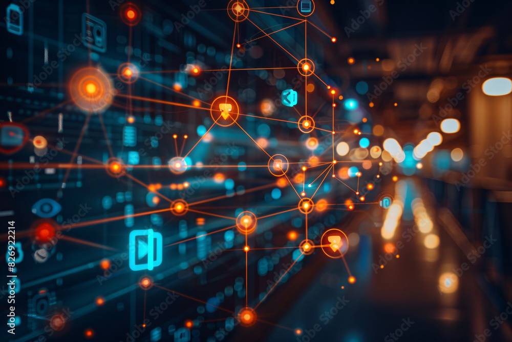 Aufkleber a network of smart devices connected through the internet of things, illustrating digital transforma