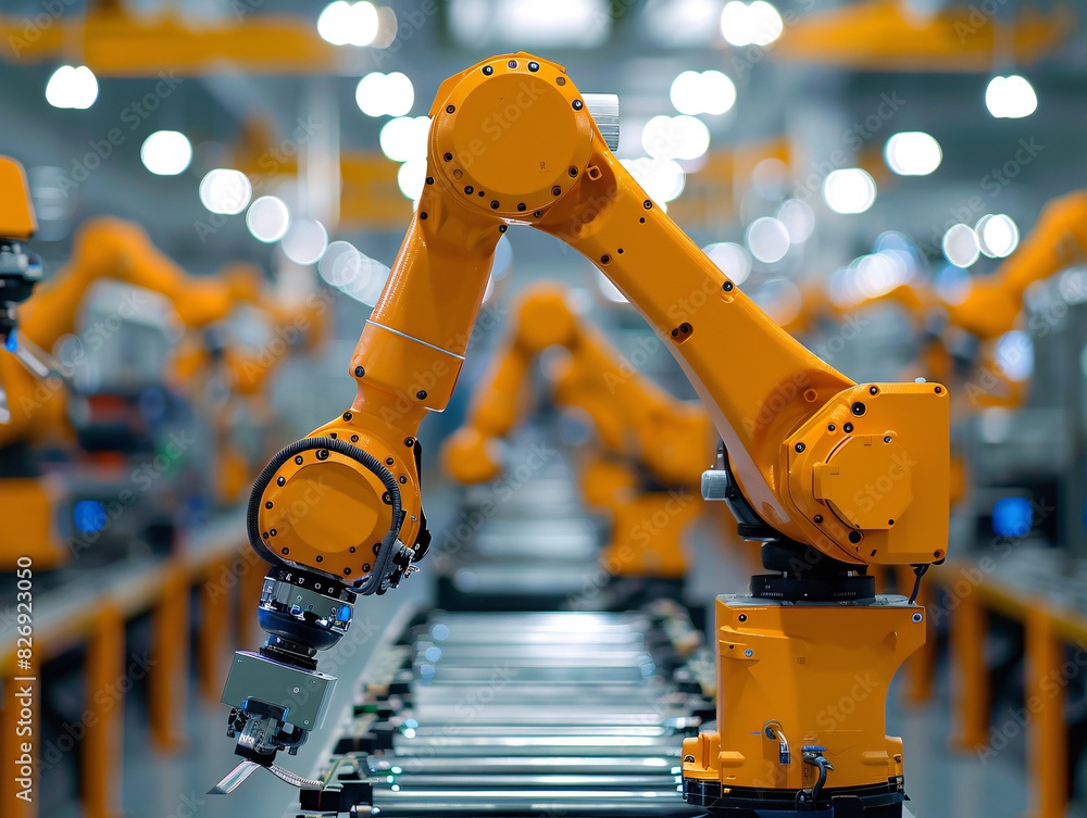 Aufkleber a smart factory with automated robotic arms and digital controls, symbolizing the next generation te