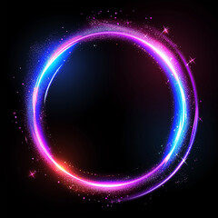 Fototapeta premium Round gold shiny with sparks on a black background.