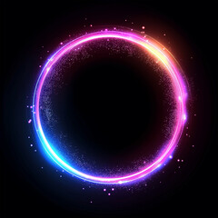 Obraz premium Round gold shiny with sparks on a black background.