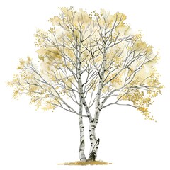 Fototapeta premium A tall, slender birch tree with a light gray trunk and branches