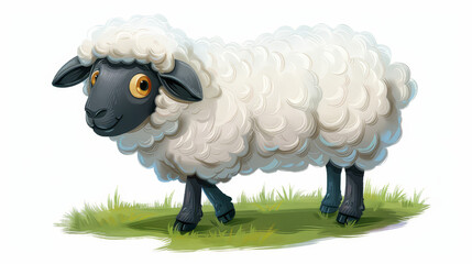Obraz premium Highresolution plush sheep toy with fluffy white fleece, cute design ideal for farmthemed nursery decor.